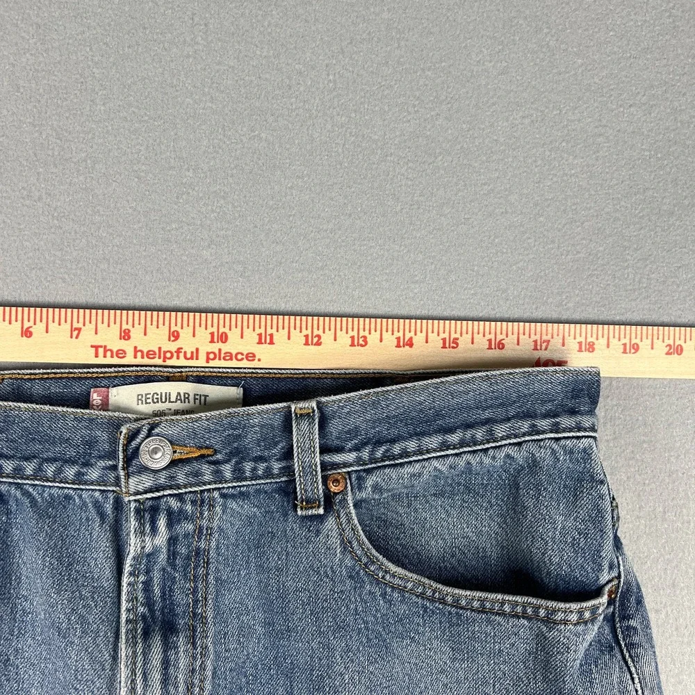 VTG Levis 505 Jeans Mens 36x27 Distressed‎ Straight Fit Blue Denim Y2K 2000s
